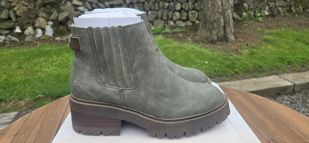 BLOWFISH MALIBU Joy Moss Prospector Vegan Zip Up Chelsea Boots Moss Green UK 6