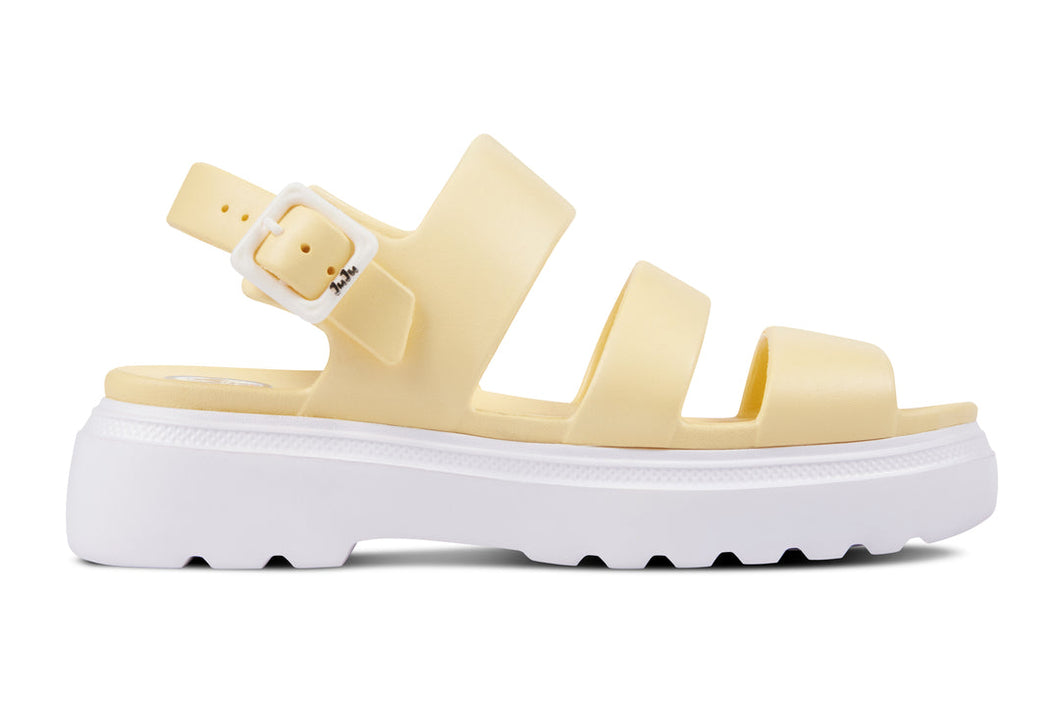 JuJu Groovy Womens Sunny Yellow Strappy Chunky EVA Platform Sandals UK 6